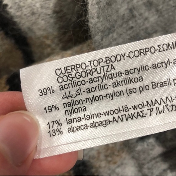 NEW Zara Alpaca Wool Blend Checkered Plaid Turtleneck Crop Sweater M - NWT - Picture 7 of 10